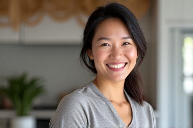 Portrait of Emily Wong, Lead Wellness Coach at Vitalife Canopy, smiling and approachable.