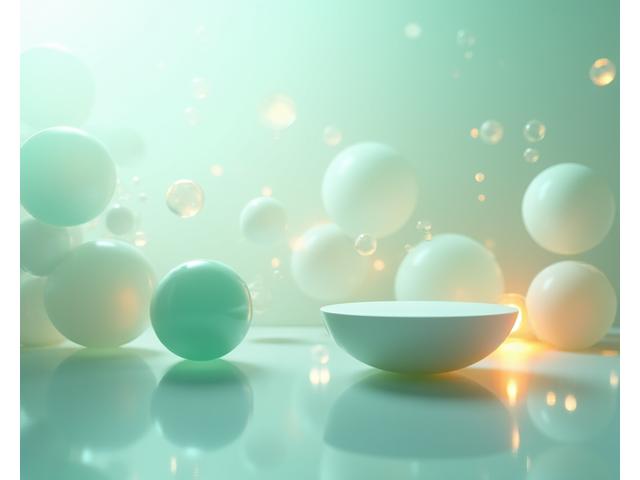 Abstract depiction of balanced hormones with interconnected vibrant spheres and subtle bio-indicators, representing hormone balance and vitality.