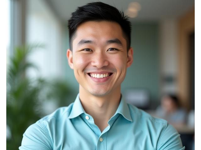 Portrait of Liam Chen, a warm and engaging dietitian