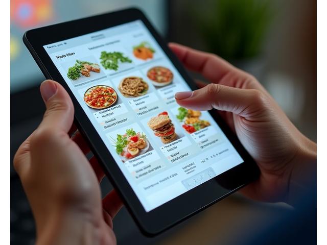 Digital interface showcasing an AI-generated personalized meal plan with various healthy dishes and nutritional breakdowns.