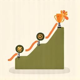 An icon showing a progress bar with a checkmark at the end, representing milestone achievement and goal tracking.