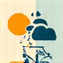 Icon showing sun and clouds with a person exercising, representing weather-based exercise suggestions.