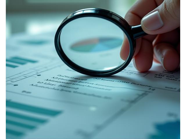 Close-up of a hand with a magnifying glass over a medical research document, highlighting data, symbolizing rigorous scientific review.