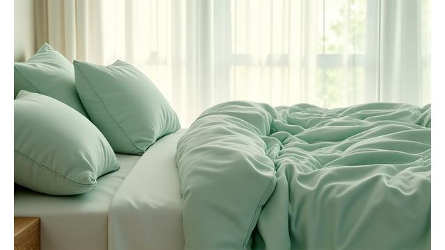 Image of a perfectly made bed with crisp white linens, soft pillows, and a gentle light illuminating the scene, evoking calm and deep sleep.