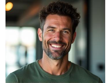 Portrait of Marcus Thorne, a Vitalife Canopy fitness and recovery coach, looking strong and approachable
