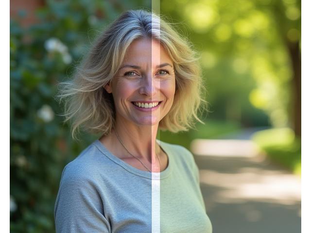 Before and after photo of Emma R., who reduced stress and improved energy through Vitalife Canopy coaching. 'Before' shows a woman looking tired, 'After' shows her vibrant and active.